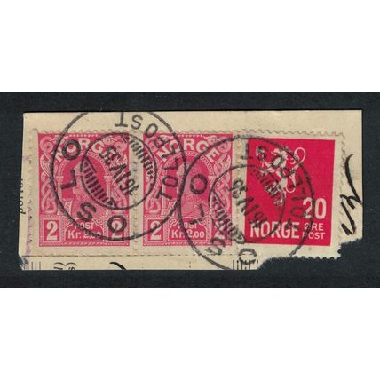 Norway King Haakon VII 2Kr 2 pcs on paper Good cancel 1935 Canc