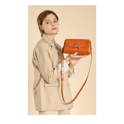 Women's Genuine Leather Tote Shoulder Handbag Orange