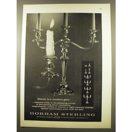 1961 Gorham Sterling Candelabra Advertisement - Beauty is a candle's glow