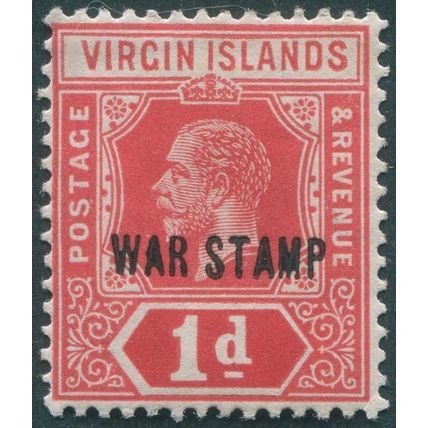 British Virgin Islands 1919 1d scarlet War Tax SG78c unused