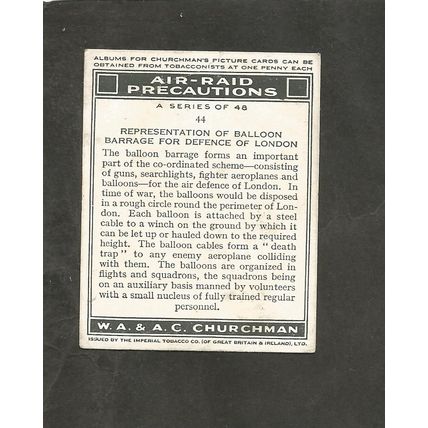 Churchman Air Raid Precautions 1938 #44 Barrage Ballons