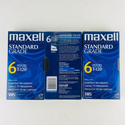 MAXELL Standard Grade T-120 VHS Video Cassette 3 Tape Lot NEW Factory Sealed