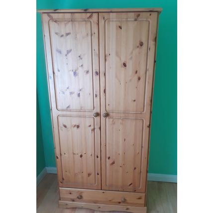 Solid Pine Double Door & Drawer Wardrobe