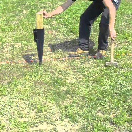 Fence Post Anchor Ground Spike Metal Black Powder Coated 32 X 4 X 4 Inches Outer