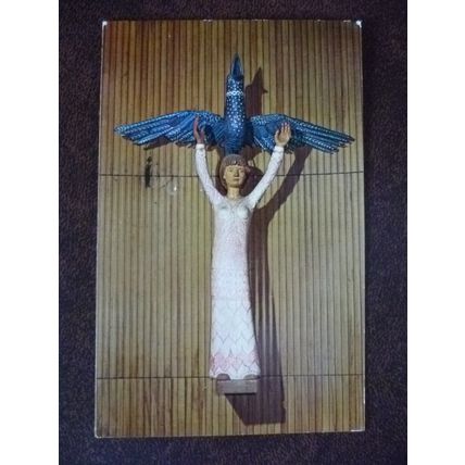 United Nations New York Statue Henrick Starcke 1968 used colour postcard art