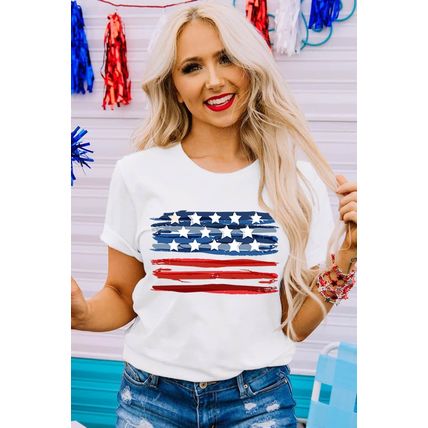 White American Flag Graphic Fashion Tee