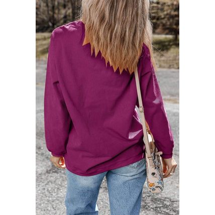 Festival Fuchsia Ribbed Corduroy Oversized Sweatshirt