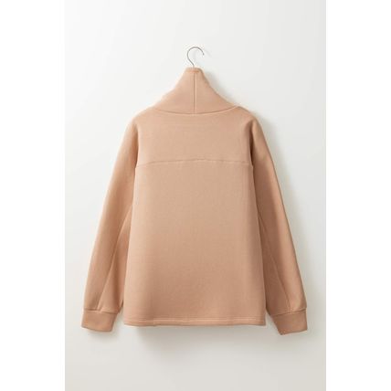 Light French Beige Drawstring Turtleneck Dolman Sleeve Sweatshirt