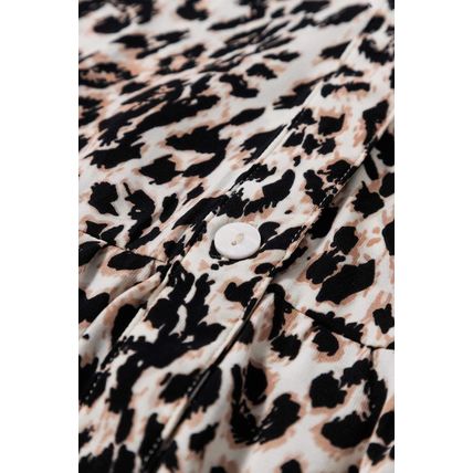 Apricot Leopard Print Tiered Wide Sleeve Maxi Dress