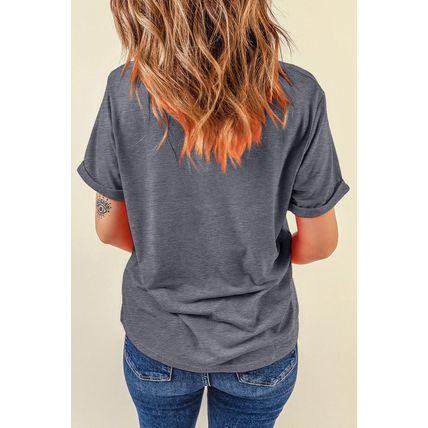 Gray Happy EASTER Lettering Graphic Crewneck Tee