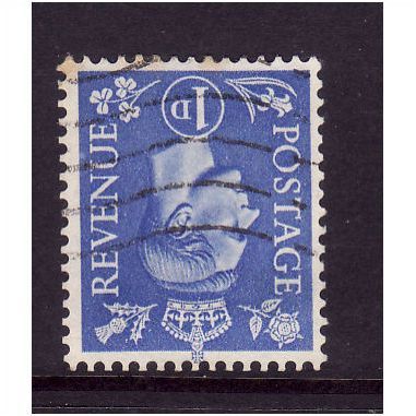 GREAT BRITAIN 1950 GEORGE VI SG 504i 1d PALE ULTRAMARINE WMK INVERTED FU #4
