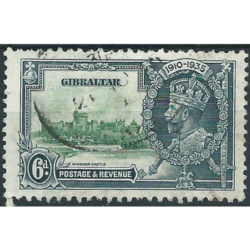 Gibraltar 1935 SG116 6d Green & Indigo Silver Jubilee Fine Used . ...
