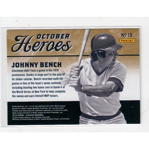 2014 Classics October Heroes Johnny Bench baseball card #15 – HOF Reds