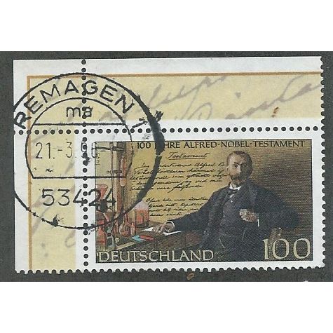 GER 1995 100pf 'NOBEL PRIZE FUND' (CORNER MARGIN) FINE USED (EBID49-443)