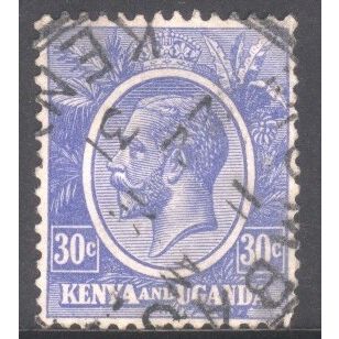 Kenya & Uganda stamps 1922 - SG84 - 30c blue - KGV - used