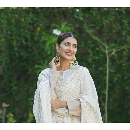 PAKISTANI INDIAN WOMEN GIRLS EARRING GOLD PLATED KUNDAN THAPPA MEENA KANTAY