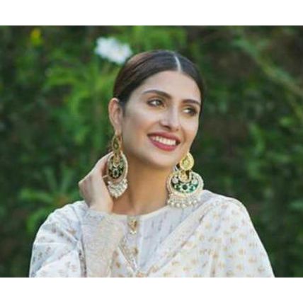 PAKISTANI INDIAN WOMEN GIRLS EARRING GOLD PLATED KUNDAN THAPPA MEENA KANTAY