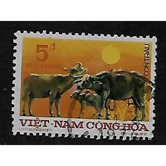 VIETNAM 1973 YEAR OF THE BUFFALO 5p WATER BUFFALOES SG S450 FINE USED