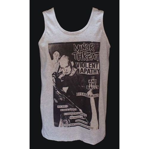 Minor Threat Punk ROCK Hardcore Festival Graphic T shirt Vest Grey Large L