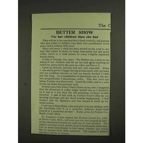 1903 Postum Food Coffee Ad - Better Show