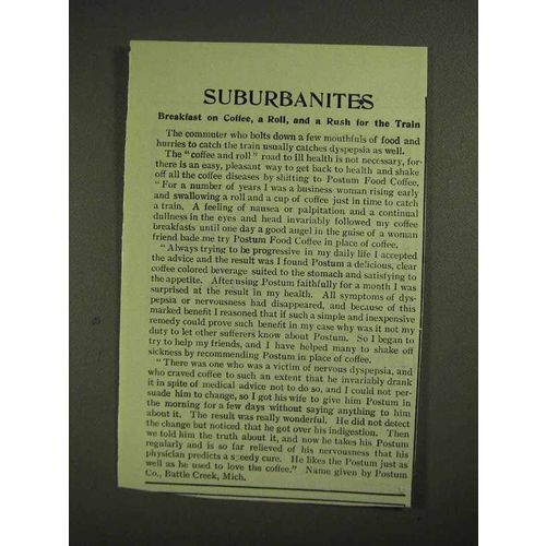 1903 Postum Food Coffee Ad - Suburbanites
