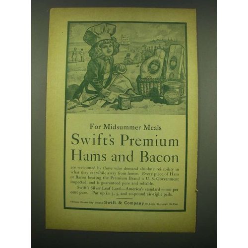 1902 Swift's Premium Hams and Bacon Ad - For midsummer meals