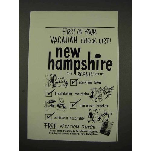 1956 New Hampshire Tourism Ad - First on Vacation