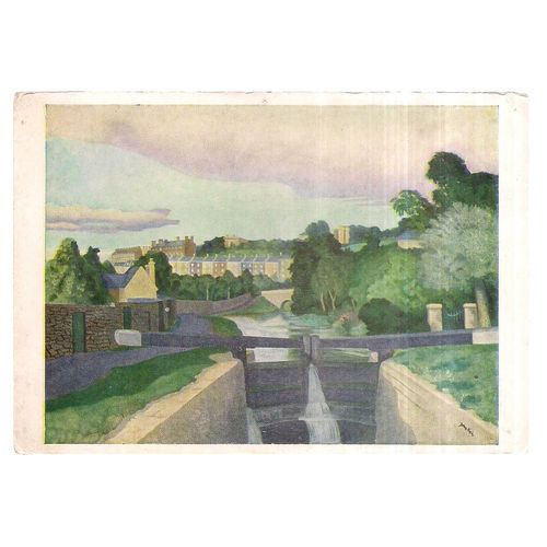 THE LOCK GATE, BATH, painting by J. Nash unused vintage postcard =