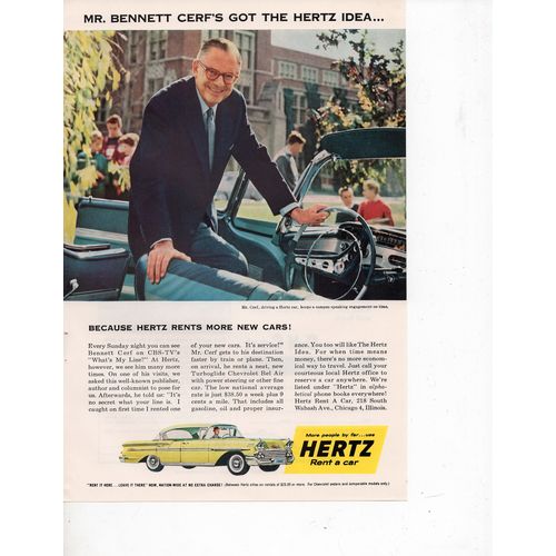 Hertz Full Page Print Ad March 1958