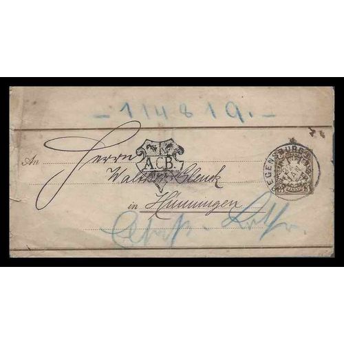 Germany Bayern Postal Wrapper 1861 Regendsberg 1961, Shield markings