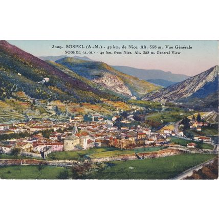 Standard size printed postcard Sospel France