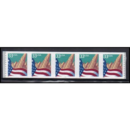 3281c 33c U.S. Flag Over City Very Fine MNH PNC 5555/5 KA9393