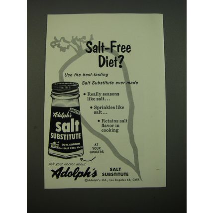 1955 Adolph's Salt Substitute Ad - Salt-free Diet?
