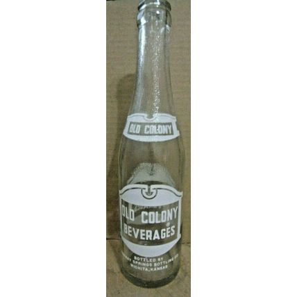 Old Colony Soda Bottle-9 1/2"-10 oz. White label-No Chips