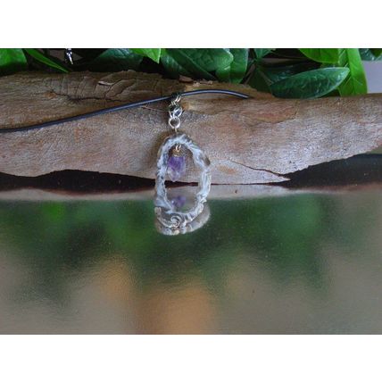 Natural Agate Third Eye Pendant Grey Amethyst