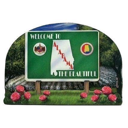 Alabama State Welcome Sign Artwood Fridge Magnet