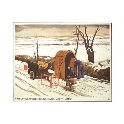 Post Office Underground Care Maintenance 1930s Art Poster Postcard