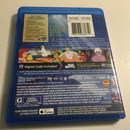 Disney The Little Mermaid Movie Blu-Ray Disc Only (No DVD No Digital)