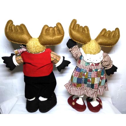 Christmas Moose's 15" Tall - Pair Male & Female! Adorable Christmas Season Decor