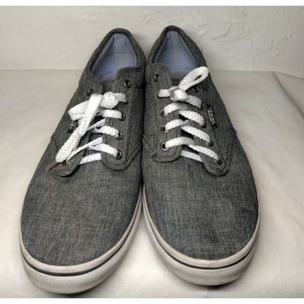 Vans Off the Wall Womens 6.5 Skateboarding Lace Up Sneakers Canvas Charcoal Grey