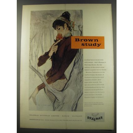 1956 Braemar Sweater Ad - Brown Study