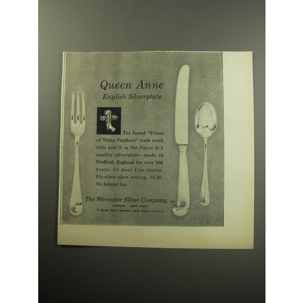 1957 Worcester Silver Advertisement - Queen Anne English Silverplate