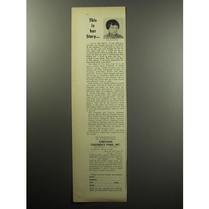 1957 Christian Children's Fund Ad - This is her story