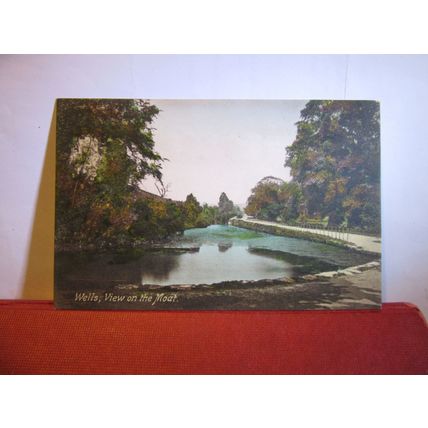 VIEW ON THE MOAT, WELLS, SOMERSET used antique postcard 1915 pm #