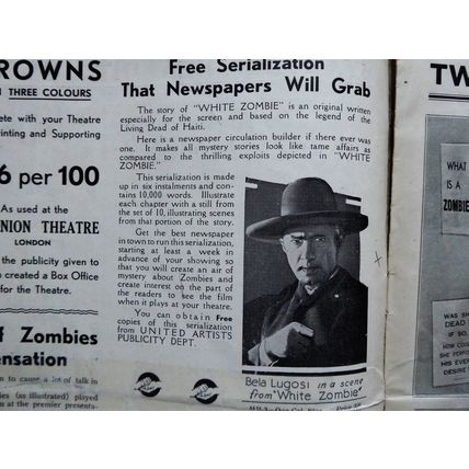 WHITE ZOMBIE (1932) vintage UK Pressbook ***Bela Lugosi, Madge Bellamy***