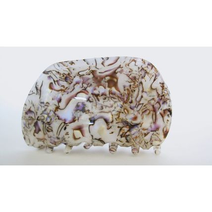 Wavy shaped gray abalone sea shell effect hair claw clamp clip fine thin hair