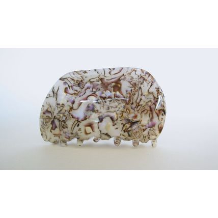 Wavy shaped gray abalone sea shell effect hair claw clamp clip fine thin hair