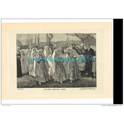 FIRST COMMUNION, DIEPPE, FRANCE, BOOK ILLUSTRATION/PRINT 1879