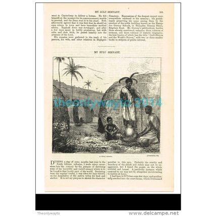 A ZULU KRAAL, SOUTH AFRICA, BOOK ILLUSTRATION/PRINT 1879