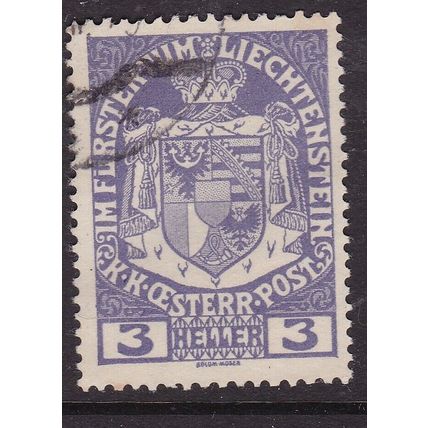 Liechtenstein 1917 Arms 3h Fine Used SG 7 VGC
